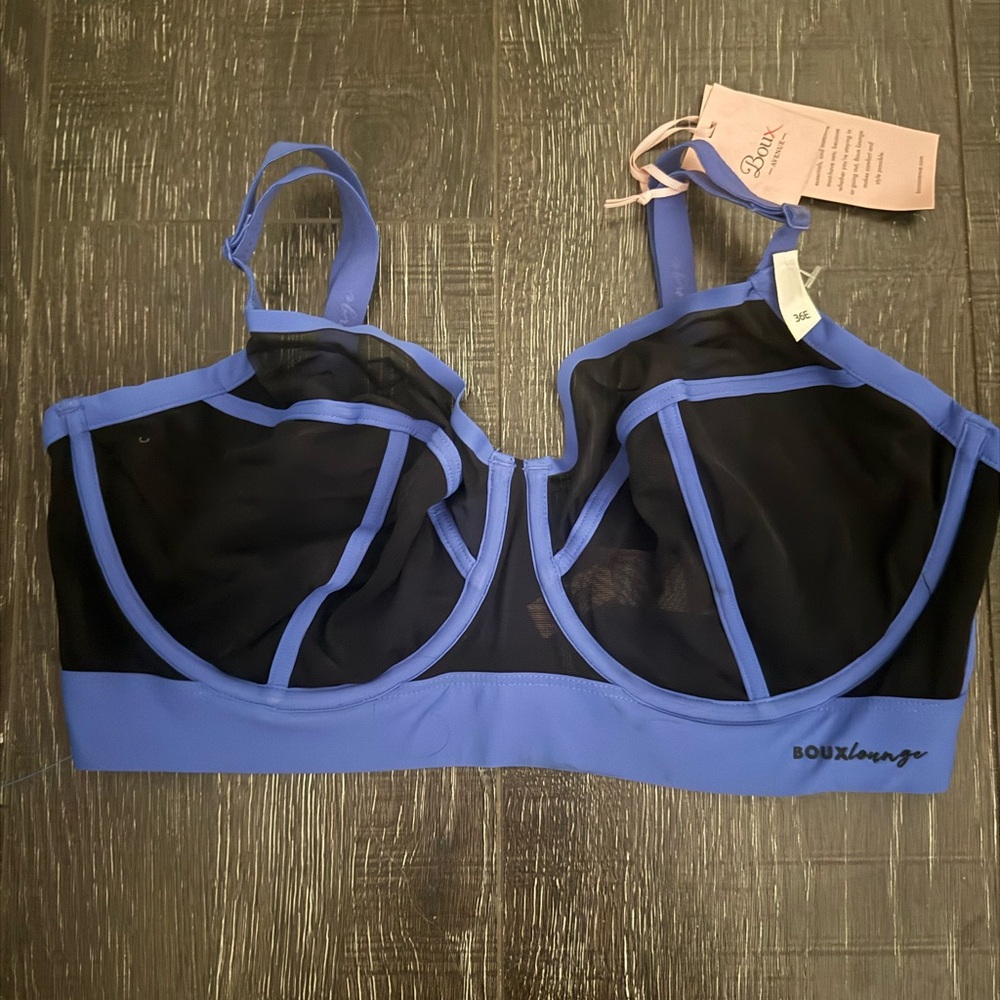 BOUX AVENUE Lounge Contrast Balconette Bra • 36E • Black/Blue NWT - Picture 2 of 3